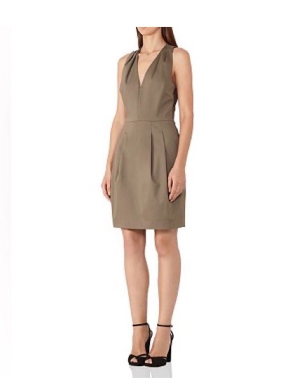 Reiss Olive Green Sleeveless Midi Dress
